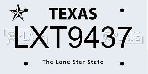 LXT9437 Texas License Plate