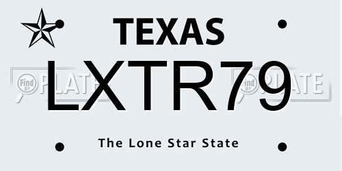 LXTR79 Texas License Plate