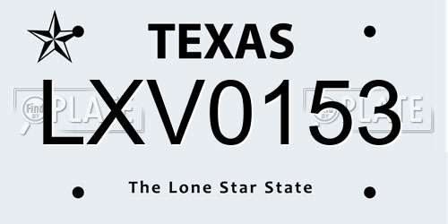 LXV0153 Texas License Plate