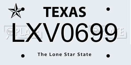 LXV0699 Texas License Plate