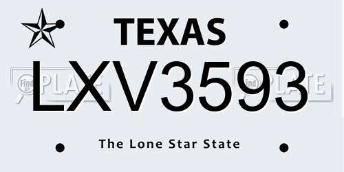 LXV3593 Texas License Plate