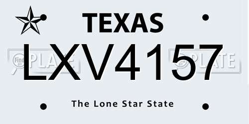 LXV4157 Texas License Plate
