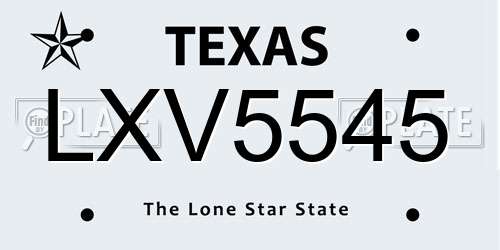 LXV5545 Texas License Plate