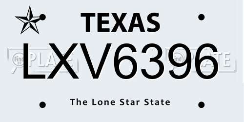 LXV6396 Texas License Plate