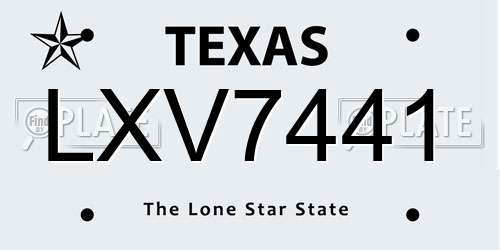 LXV7441 Texas License Plate