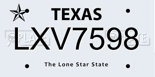 LXV7598 Texas License Plate