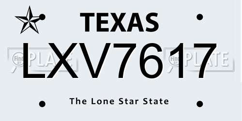 LXV7617 Texas License Plate