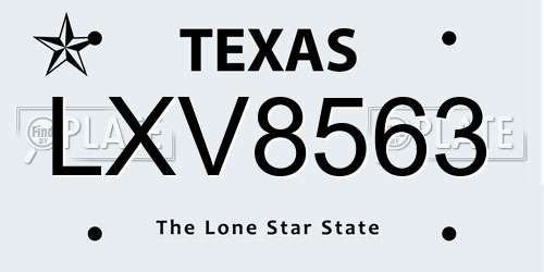 LXV8563 Texas License Plate