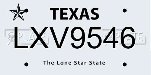 LXV9546 Texas License Plate