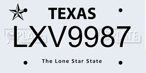 LXV9987 Texas License Plate