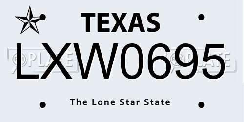 LXW0695 Texas License Plate