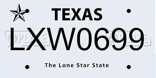 LXW0699 Texas License Plate