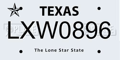 LXW0896 Texas License Plate