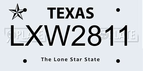LXW2811 Texas License Plate