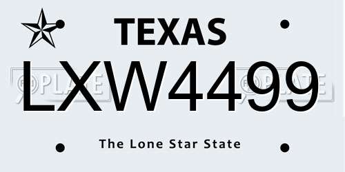 LXW4499 Texas License Plate