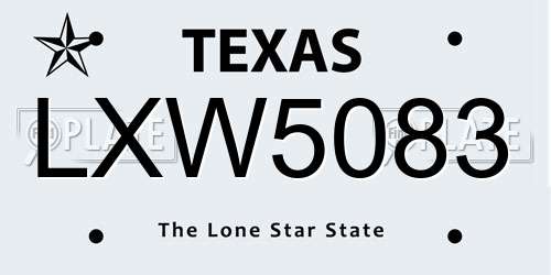 LXW5083 Texas License Plate
