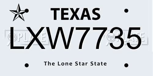 LXW7735 Texas License Plate