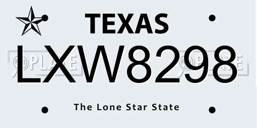 LXW8298 Texas License Plate