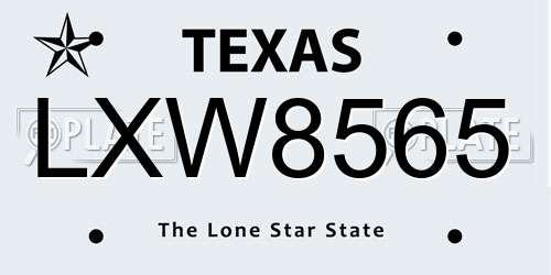 LXW8565 Texas License Plate
