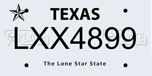LXX4899 Texas License Plate
