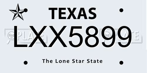 LXX5899 Texas License Plate