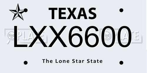 LXX6600 Texas License Plate