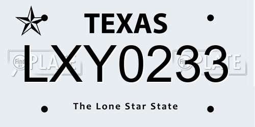 LXY0233 Texas License Plate