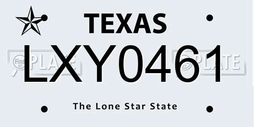 LXY0461 Texas License Plate