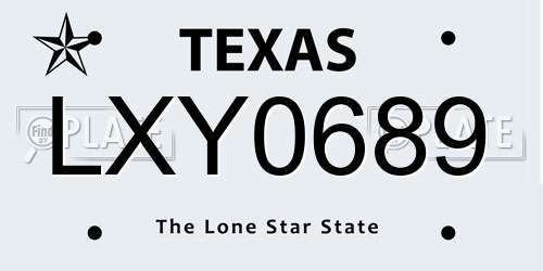 LXY0689 Texas License Plate