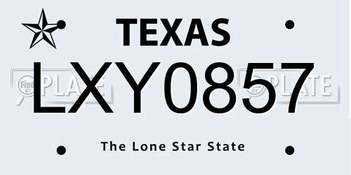 LXY0857 Texas License Plate