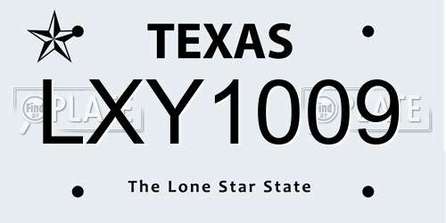 LXY1009 Texas License Plate