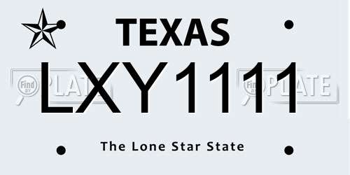 LXY1111 Texas License Plate