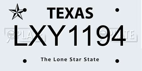 LXY1194 Texas License Plate