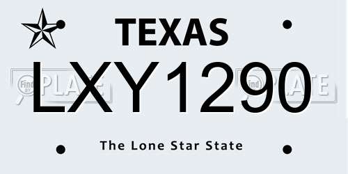LXY1290 Texas License Plate