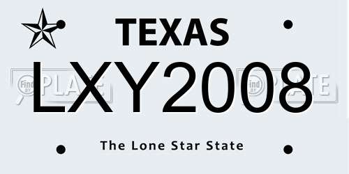 LXY2008 Texas License Plate