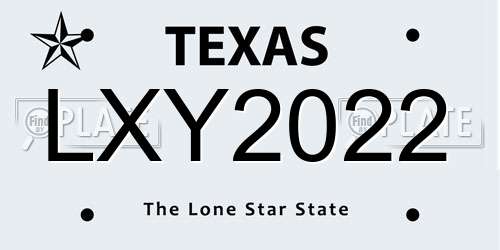 LXY2022 Texas License Plate