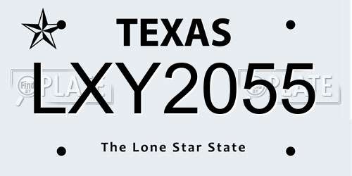LXY2055 Texas License Plate