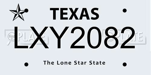 LXY2082 Texas License Plate