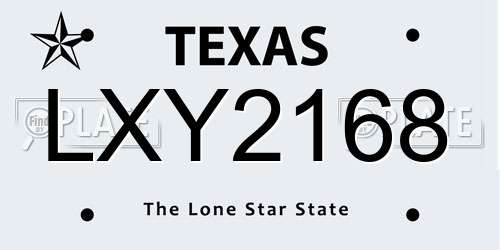LXY2168 Texas License Plate