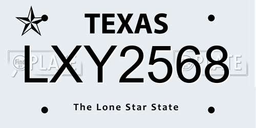 LXY2568 Texas License Plate