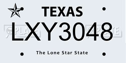 LXY3048 Texas License Plate