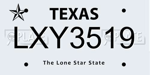 LXY3519 Texas License Plate