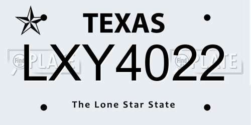LXY4022 Texas License Plate