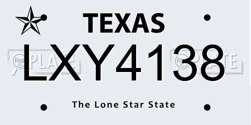 LXY4138 Texas License Plate
