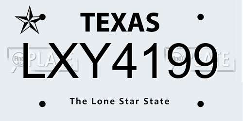 LXY4199 Texas License Plate