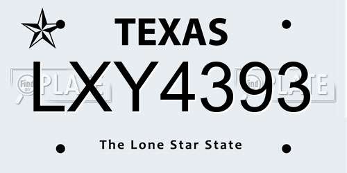 LXY4393 Texas License Plate