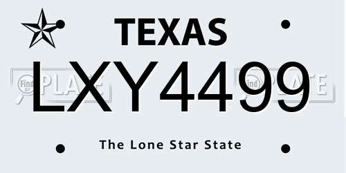 LXY4499 Texas License Plate