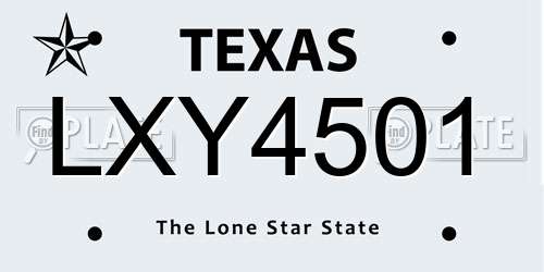 LXY4501 Texas License Plate