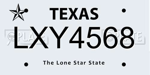 LXY4568 Texas License Plate