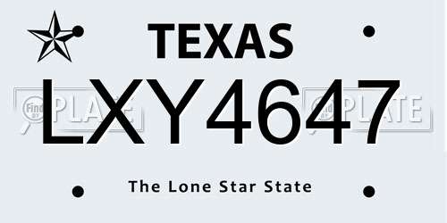 LXY4647 Texas License Plate
